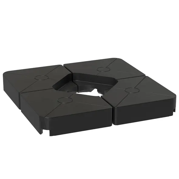 Outsunny Umbrella Weights for Cantilever Parasols, Set of 4 Heavy Duty Parasol Base Weights, 64kg Sand or 55kg Water Filled, Black - 1