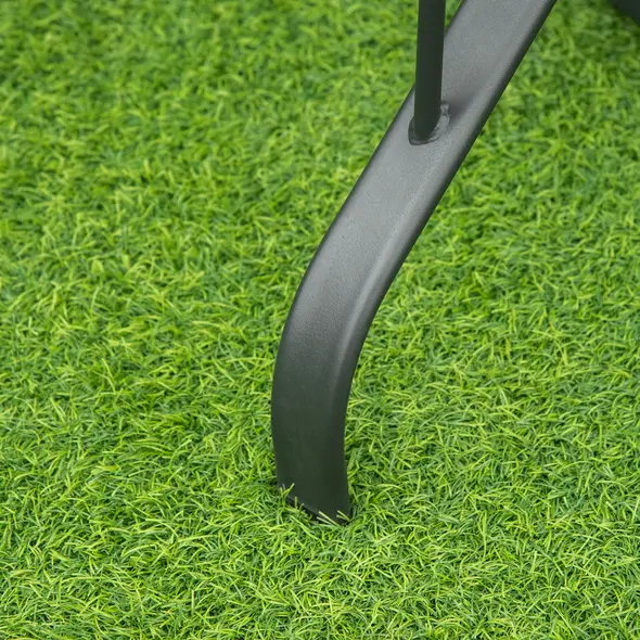 Outsunny Square Outdoor Garden Dining Table with Parasol Hole, Tempered Glass Top, Steel Frame for Garden, Lawn, Patio, Black - 7