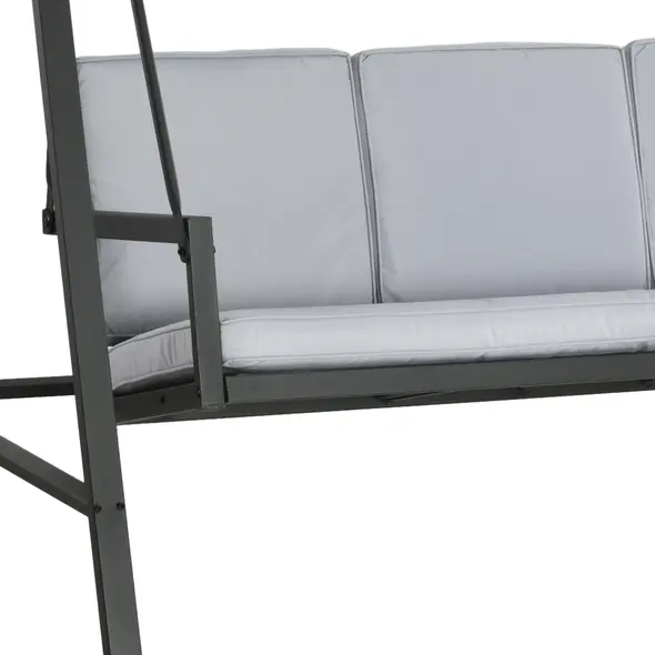 Outsunny Three-Seat Garden Swing Chair, with Adjustable Canopy - Grey - 8