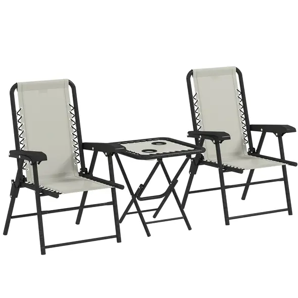 Outsunny Three-Piece Garden Table and Chair Set - Cream White - 1
