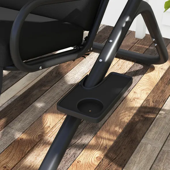 Outsunny Two-Seat Garden Swing Chair, with Protective Canopy - Black - 9