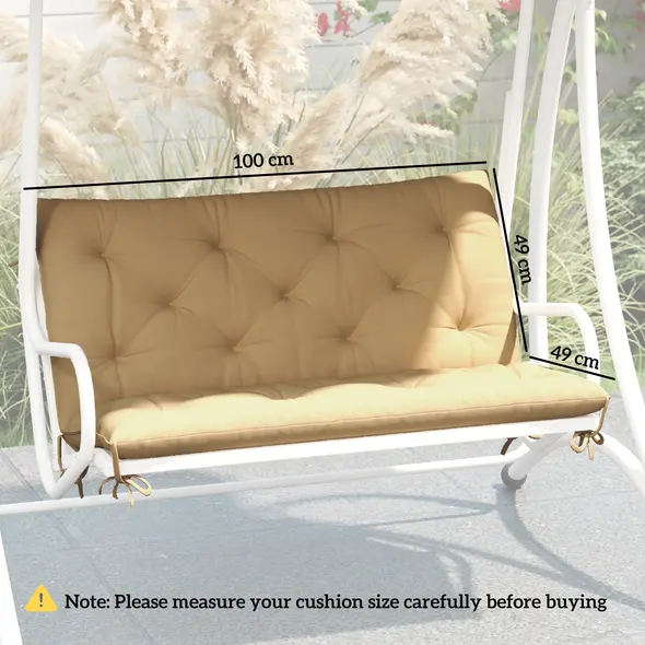 Outsunny Two-Seater Bench Cushion - Khaki - 3