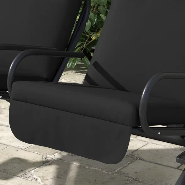 Outsunny Two-Seat Garden Swing Chair, with Protective Canopy - Black - 8