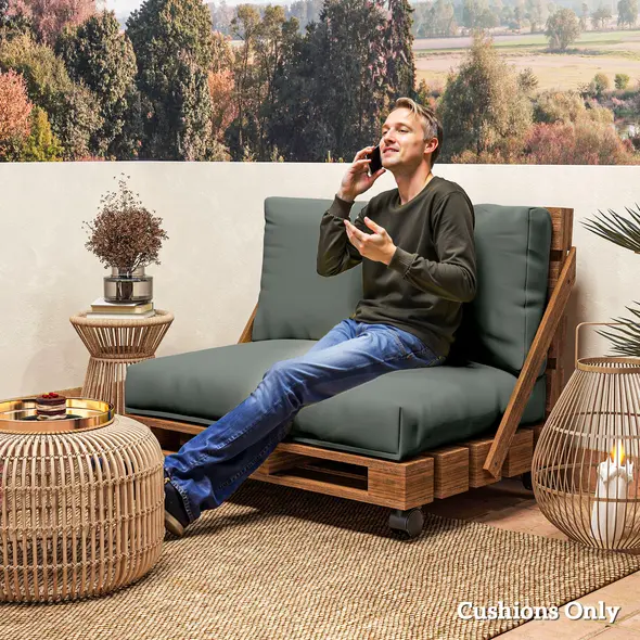 Outsunny Two Piece Seat Pallet and Back Cushions - Charcoal Grey - 7