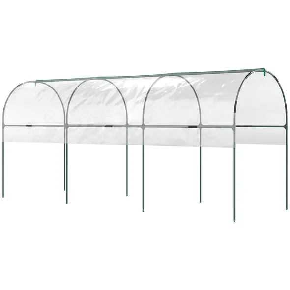 Outsunny Tunnel Tomato Greenhouse with 4 Hoops and Top Tap, Pointed Bottom and Guy Ropes, 400 x 123 x 171 cm, Clear - 1