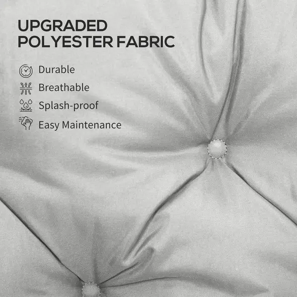 Outsunny Three-Seater Bench Cushion - Light Grey - 4