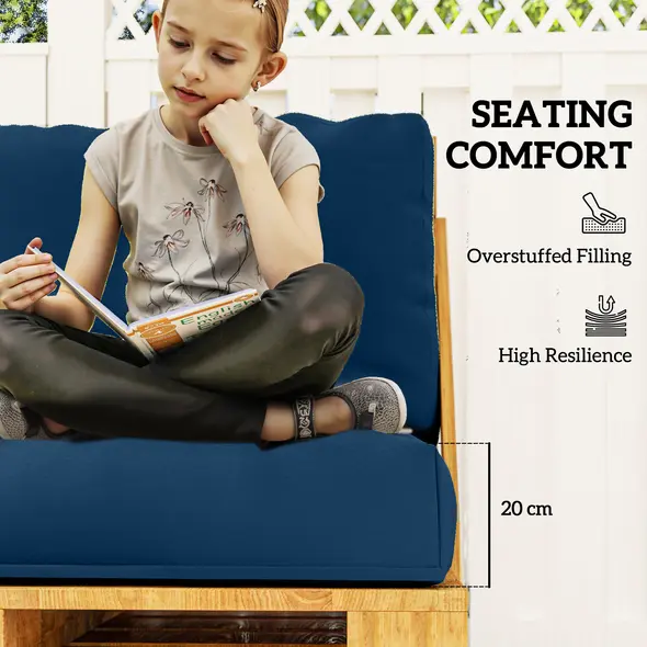 Outsunny Two Piece Seat Pallet and Back Cushions - Navy Blue - 4