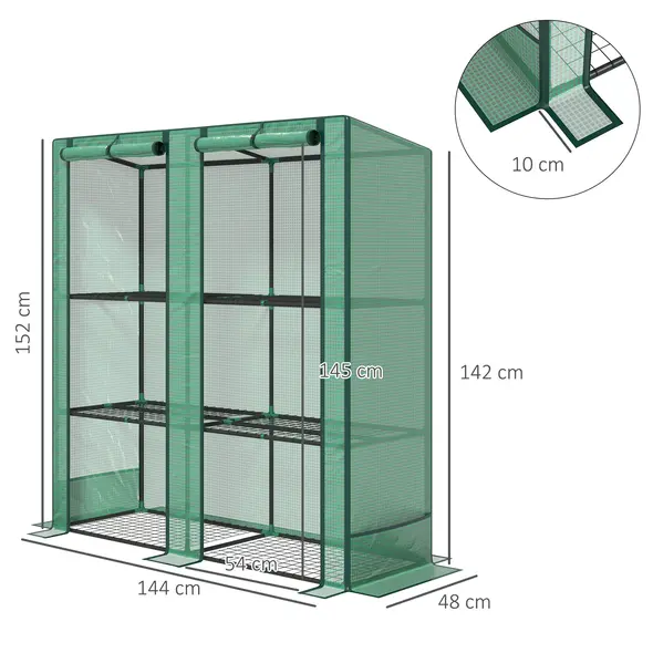 Outsunny Three-Tier Mini Greenhouse - Green - 3