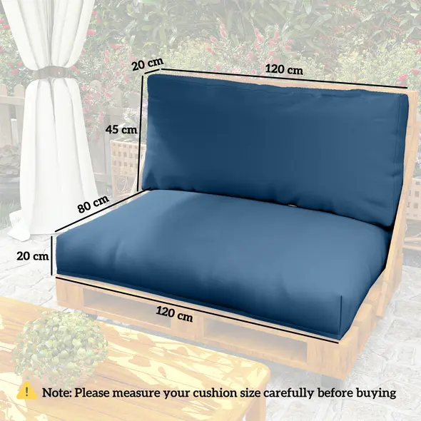Outsunny Two Piece Seat Pallet and Back Cushions - Navy Blue - 3