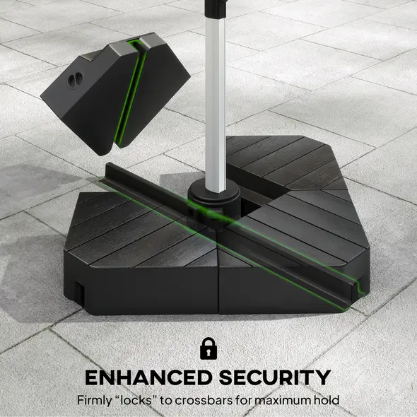 Outsunny Umbrella Weights for Cantilever Parasols, Set of 4 Heavy Duty Parasol Base Stand Weights, 80kg Sand or 60kg Water Filled, Black - 6