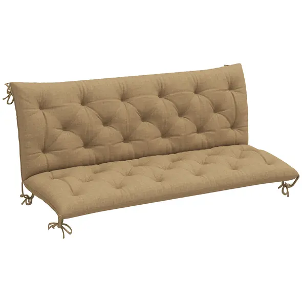 Outsunny Three-Seater Bench Cushion - Khaki - 1