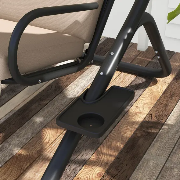 Outsunny Two-Seat Garden Swing Chair, with Protective Canopy - Beige - 8