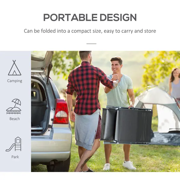 Outsunny Sun Lounger Steel Frame Outdoor Folding Chaise Texteline Lounge Chair Recliner with Headrest & 7 Levels Adjustable Backrest, Grey - 6