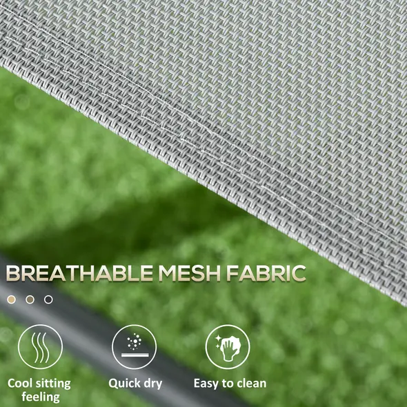 Outsunny Three-Piece Garden Seat Set, with Glass-Top Table - Light Grey - 6