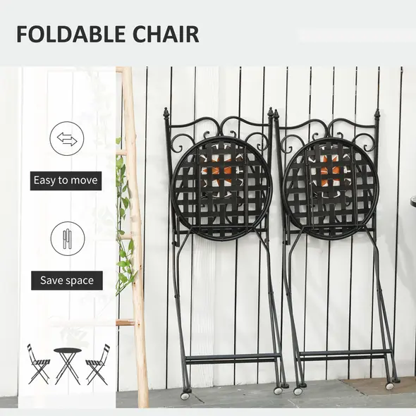 Outsunny Three-Piece Mosaic Bistro Table Set - Multicoloured - 4