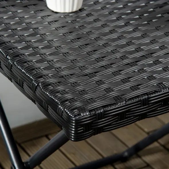 Outsunny Square PE Wicker Rattan Folding Table - Black - 9