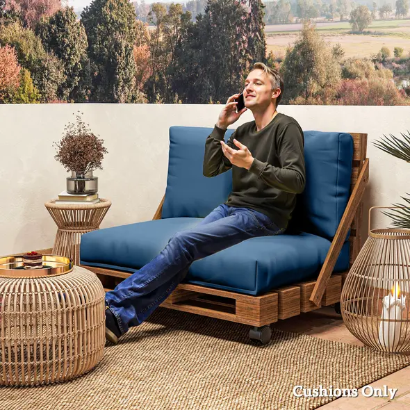 Outsunny Two Piece Seat Pallet and Back Cushions - Navy Blue - 7