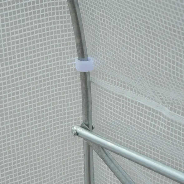 Outsunny Walk-In Tunnel Greenhouse with Replacement Cover, Outdoor Growhouse with PE Cover, Roll Up Door and 6 Windows, 4.5 x 3 x 2 m, White - 9