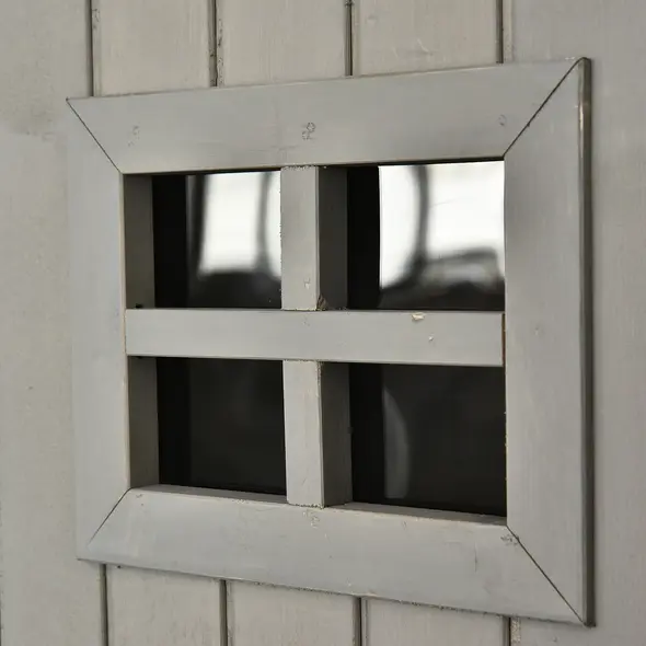 Outsunny Wooden Garden Shed with Two Windows, Tool Storage Cabinet, Outdoor Double Door Organizer 127.5L x 50W x 164H cm, Grey - 9