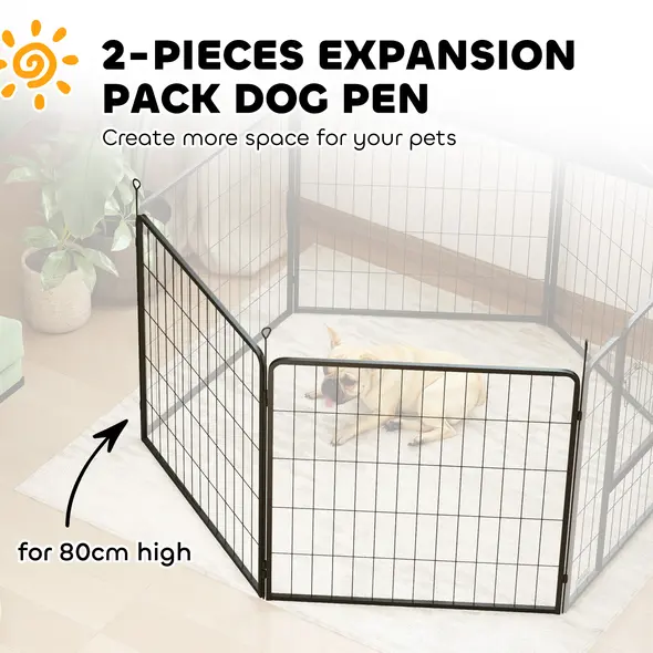PawHut 2 Piece Dog Pen Expansion Pack for 80cm High Pet Playpen with 3 Stakes, for Small and Medium Dogs - 4