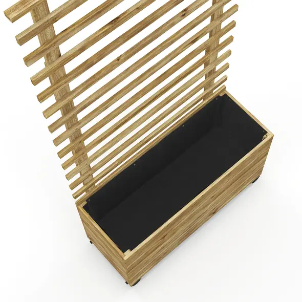 Outsunny Wooden Raised Planter, with Back Trellis - Natural Finish - 9