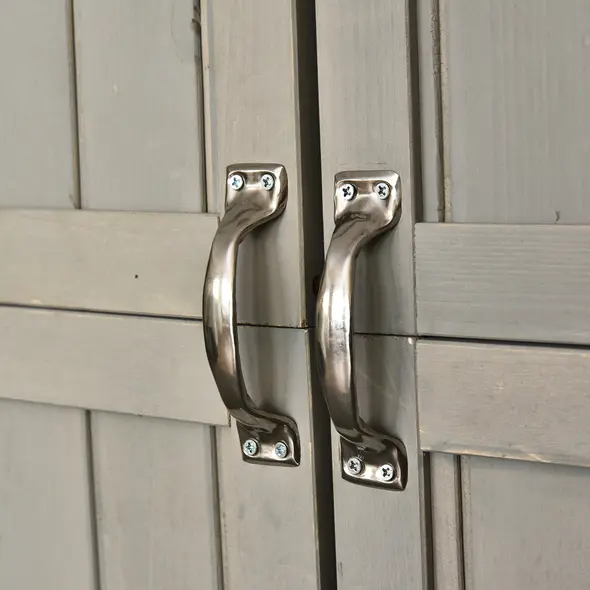 Outsunny Wooden Garden Shed with Two Windows, Tool Storage Cabinet, Outdoor Double Door Organizer 127.5L x 50W x 164H cm, Grey - 8