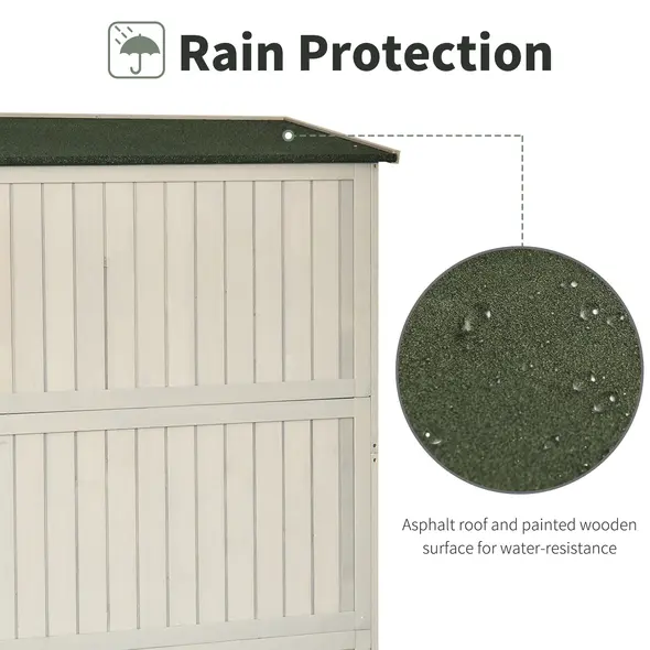 Outsunny Wooden Garden Shed with Two Windows, Tool Storage Cabinet, Outdoor Double Door Organizer 127.5L x 50W x 164H cm, Grey - 4