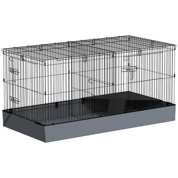 PawHut 2 in 1 Guinea Pig Cage, Rabbit Cage Pet Playpen with 2 Separate Area, Waterproof Oxford Fabric Floor for Hedgehogs - 1