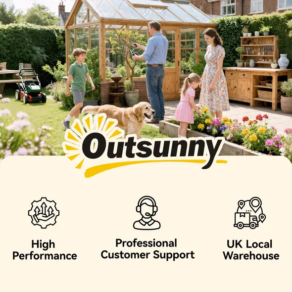 Outsunny Wooden Planter, with Metal Trellis - Brown/Black - 9