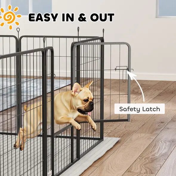PawHut 12-Panel Solid Dog Playpen with Doors, for Medium Dogs, 80cm High, Black - 5