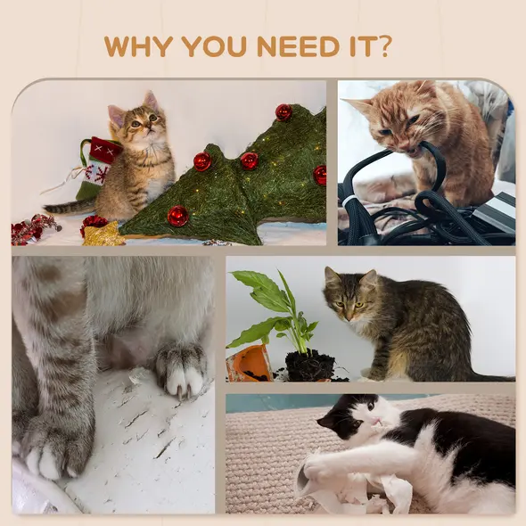 PawHut 4PCs Wall-Mounted Cat Shelves w/ Scratching Post, Hammock, Nest - Brown - 6