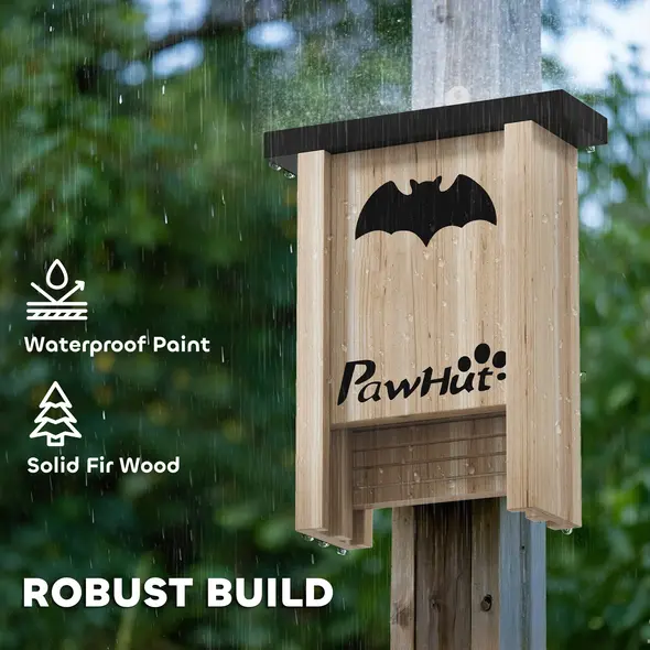 PawHut 3PCs Wooden Bat Boxes, Bat Houses Designed to Attract Bats & Easy to Hang for Outdoor, Garden, Farm, 18 x 6 x 22.5 cm - 5