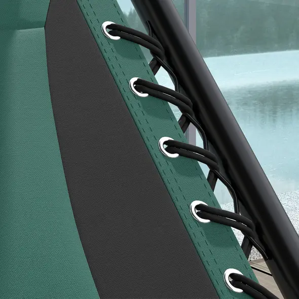 Outsunny Zero Gravity Lounger Chair, Folding Reclining Patio Chair with Shade Cover, Padded Seat, Cup Holder, Soft Cushion and Headrest for Poolside, Camping, Green - 9