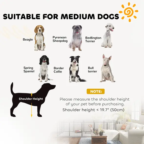 PawHut 12-Panel Solid Dog Playpen with Doors, for Medium Dogs, 80cm High, Black - 7