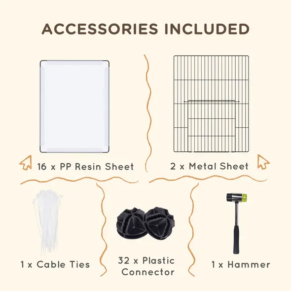 PawHut 18-Panel Small Animal Cage, Pet Playpen, for Guinea Pigs, Hedgehogs - White - 7