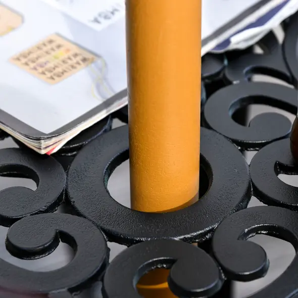 Outsunny Wooden Garden Umbrella Sun Shade with Top Vents, Bamboo Ribs and Sturdy Wood Pole, Black - 8