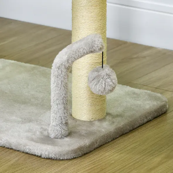PawHut 42cm Indoor Cat Tree, with Toy Balls, Sisal Scratching Post - Light Grey - 7
