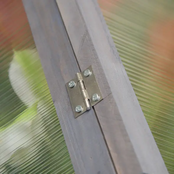 Outsunny Wooden Cold Frame Garden Polycarbonate Greenhouse with Openable Top Cover, Grow House for Flowers, Vegetables, Plants, 90 x 52 x 50cm, Grey - 8