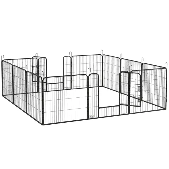 PawHut 12 Panels Heavy Duty Puppy Playpen, for Small Dogs, Indoor and Outdoor Use - Silver - 1