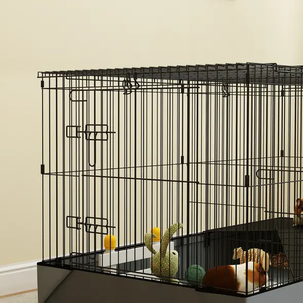 PawHut 2 in 1 Guinea Pig Cage, Rabbit Cage Pet Playpen with 2 Separate Area, Waterproof Oxford Fabric Floor for Hedgehogs - 8