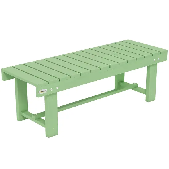 Outsunny Wooden Garden Bench, Backless Outdoor Loveseat with Slatted Seat, Light Green - 1
