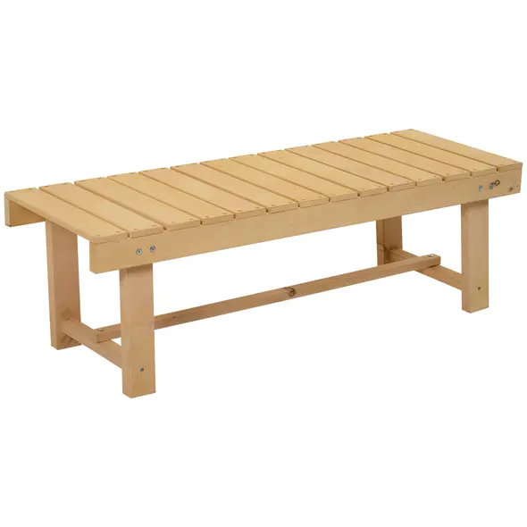 Outsunny Wooden Garden Benches, 2 Seater Outdoor Benches, Fir Wood Backless Patio Loveseat with Slatted Seat for Park, 110 x 38 x 35 cm, 5 Pieces, Natural Wood Finish - 1