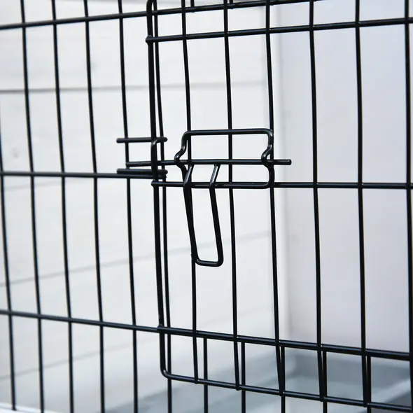 PawHut 2-Tier Wooden Rabbit Hutch Guinea Pig House Bunny Cage Backyard w/ Openable Roof Small Animal House for Outdoor Grey, 108 x 45 x 78 cm - 8