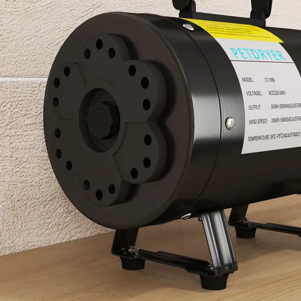 PawHut 2200W Dog Hair Dryer with Adjustable Temperature & Velocity, 3 Different Nozzles, Black - 9