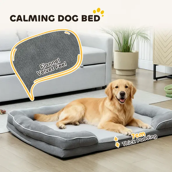 PawHut Dog Sofa Bed, Washable Pet Bed with Removable Cover and Non-Slip Bottom for Small, Medium and Large Dogs, Grey - 4