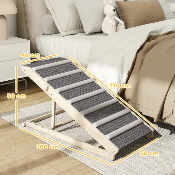 PawHut Dog Ramp for Couch, Adjustable Folding Pet Ramp, 4 Adjustable Height Dog Climbing Ladder, 35/43/47/50 cm Height - 3