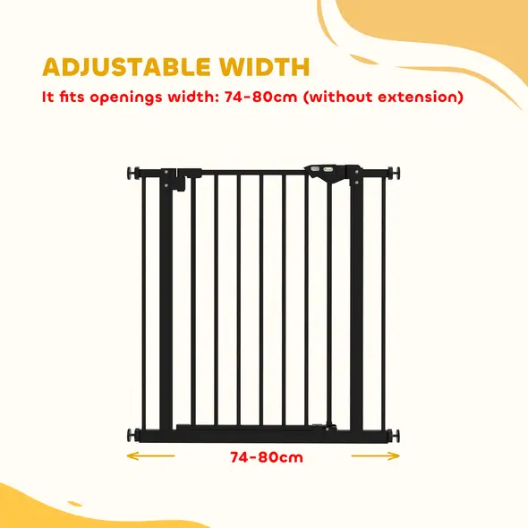 PawHut Adjustable Safety Gate w/ One Extensions, Four Adjustable Screws, Black - 4