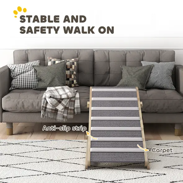 PawHut Dog Ramp for Couch, Adjustable Folding Pet Ramp, 4 Adjustable Height Dog Climbing Ladder, 35/43/47/50 cm Height - 5