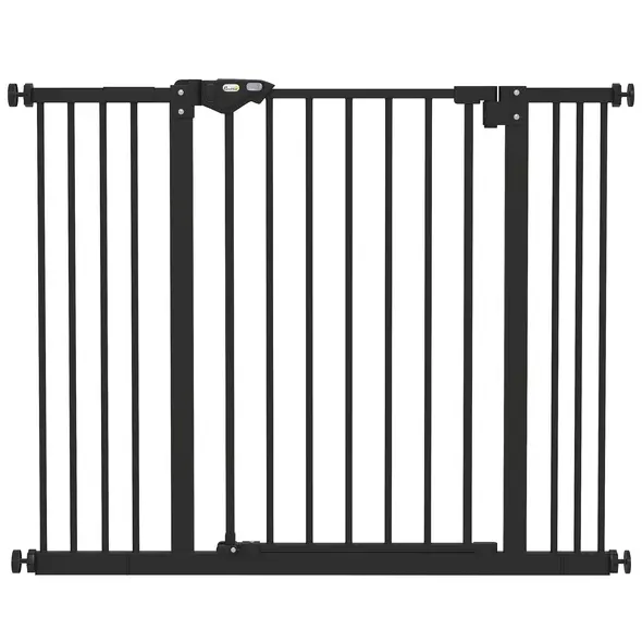 PawHut Adjustable Safety Gate w/ Two Extensions, Four Adjustable Screws, Black - 1