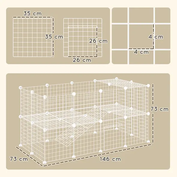 PawHut DIY 36 Panel Pet Playpen Metal Wire Fence for Chinchilla, Hedgehog, Bunny, Indoor, Outdoor Use, White - 3